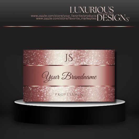 エレガントバラレッドスパークルグリッターとイニシャル 名刺