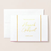 エレガントバラレッド結婚フォイル招待状 箔カード (封筒付き正面)