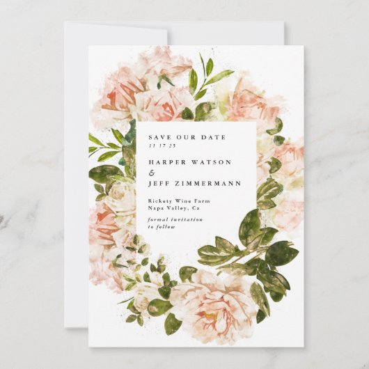 エレガントバラロマンスウォーター結婚カラーの写真 セーブザデート (正面)