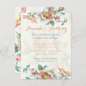 エレガントバラ予算結婚式招待状 インビテーションポストカード (正面/裏面)