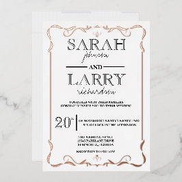 エレガントバラ伝統的結婚金ゴールド 箔招待状