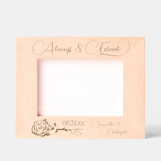 エレガントバラ常に&フォーエバーミディアム結婚ズ レーザー彫刻フレーム (正面)