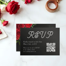 エレガントバラ結婚のQRコードRSVPカード