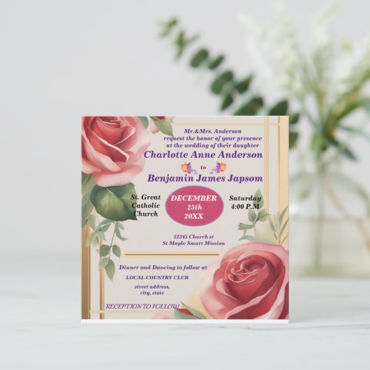 エレガントバラ結婚フローラ 招待状 (スタンド正面)