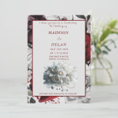 エレガントバラ結婚式招待状とホワイトローズ 招待状 (スタンド正面)