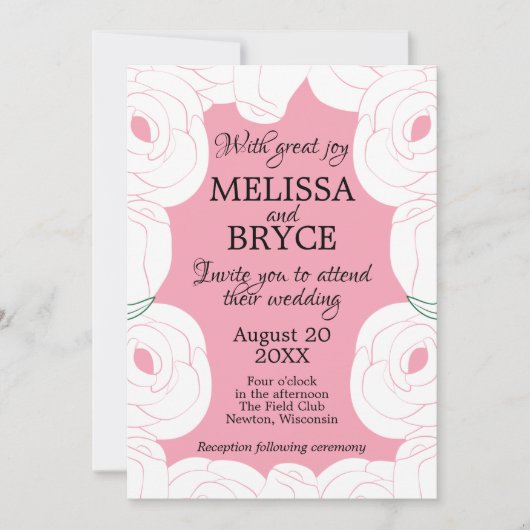 エレガントバラ結婚式招待状 招待状 (正面)