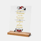 エレガントバラ結婚歓迎 アクリルサイン (傾斜)