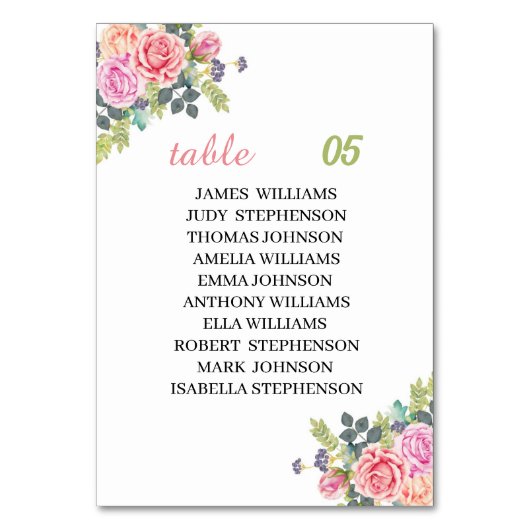 エレガントバラ結婚花 テーブルナンバー (正面)