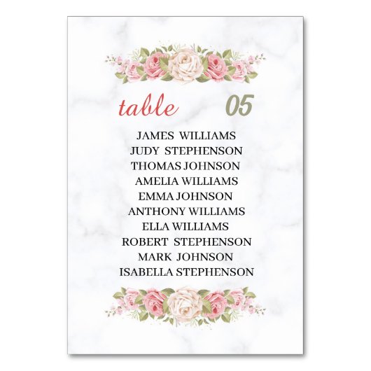 エレガントバラ結婚花 テーブルナンバー (正面)