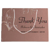 エレガントバラ結婚金ゴールドありがとう ラージペーパーバッグ (正面)