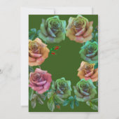 エレガントバラ花と白文字グリーン結婚ズ 招待状 (裏面)