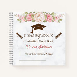 エレガントバラ花のカスタマイズ可能な卒業 ノートブック