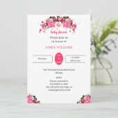 エレガントバラ花カスタマイズ赤ちゃんシャワー 招待状 (スタンド正面)