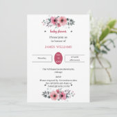 エレガントバラ花カスタマイズ赤ちゃんシャワー 招待状 (スタンド正面)