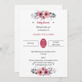 エレガントバラ花カスタマイズ赤ちゃんシャワー 招待状 (正面/裏面)