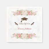 エレガントバラ花パーソナライズされた卒業紙 スタンダードカクテルナプキン (正面)