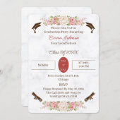 エレガントバラ花パーソナライズされた卒業 招待状 (正面/裏面)