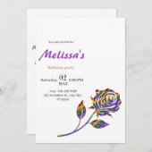 エレガントバラ誕生日招待状 招待状 (正面/裏面)