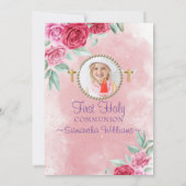 エレガントバラ赤面写真第1聖餐式 招待状 (裏面)