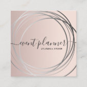 エレガントバラ金ゴールドおよびシルバーイベントプランナー  スクエア名刺 (正面)