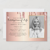 エレガントバラ金ゴールドお祝い 招待状 (正面)