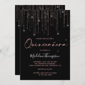 エレガントバラ金ゴールドきらめくキンセアニェラ 招待状 (正面/裏面)