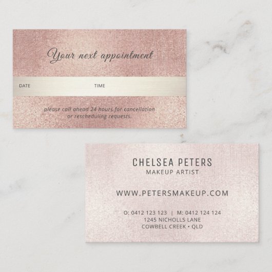 エレガントバラ金ゴールドきらめくプロフェッショナル 予約カード (正面/裏面)