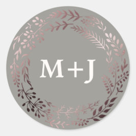 エレガントバラ金ゴールドとグレイ結婚封筒用シール ラウンドシール