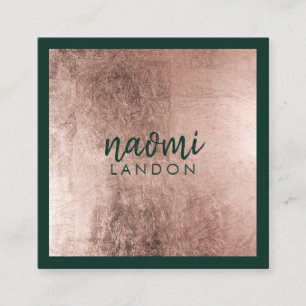 エレガントバラ金ゴールドとダークグリーンモダンミニマル スクエア名刺