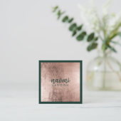 エレガントバラ金ゴールドとダークグリーンモダンミニマル スクエア名刺 (スタンド正面)