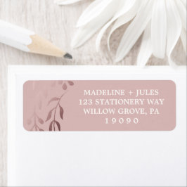 エレガントバラ金ゴールドとピンク |リーフフレーム結婚ズ ラベル