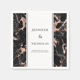 エレガントバラ金ゴールドとブラックマーブル結婚ズ スタンダードカクテルナプキン