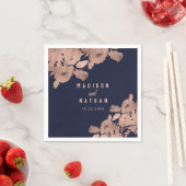 エレガントバラ金ゴールドと海軍フローラ結婚ズ スタンダードカクテルナプキン (インサイチュ)