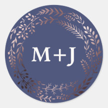 エレガントバラ金ゴールドと海軍結婚封筒用シール