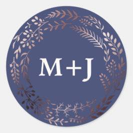 エレガントバラ金ゴールドと海軍結婚封筒用シール ラウンドシール