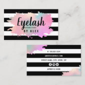 エレガントバラ金ゴールドと緑まつげエクステンション 名刺 (正面/裏面)