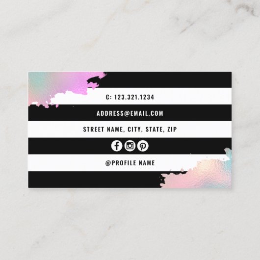 エレガントバラ金ゴールドと緑まつげエクステンション 名刺 (裏面)