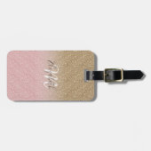 エレガントバラ金ゴールドと金ゴールドグリッターキラキラ写真 ラゲッジタグ (正面横)