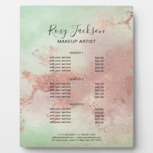 エレガントバラ金ゴールドの水彩化粧サービス フォトプラーク (正面)