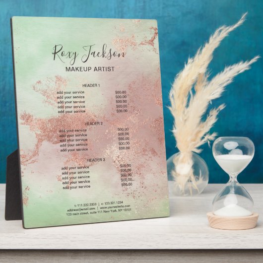 エレガントバラ金ゴールドの水彩化粧サービス フォトプラーク (側面)