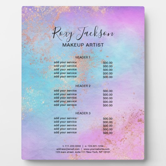 エレガントバラ金ゴールドの水彩化粧サービス フォトプラーク (正面)