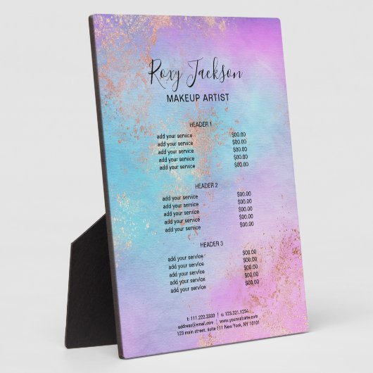 エレガントバラ金ゴールドの水彩化粧サービス フォトプラーク (側面)