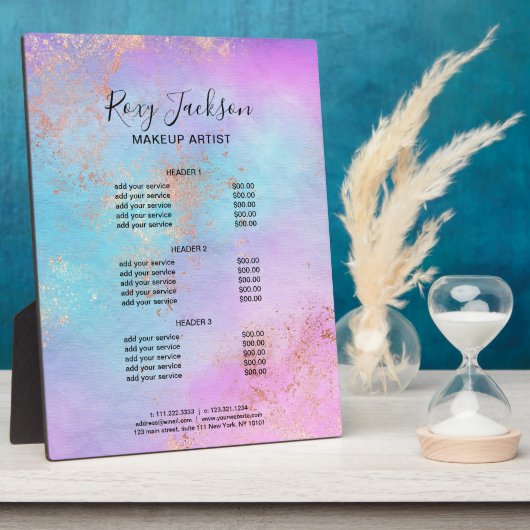 エレガントバラ金ゴールドの水彩化粧サービス フォトプラーク (側面)