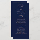 エレガントバラ金ゴールドの葉ネイビーブルー結婚ズ プログラム (正面/裏面)