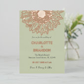 エレガントバラ金ゴールドひまわり結婚の 箔招待状 (立ち正面)