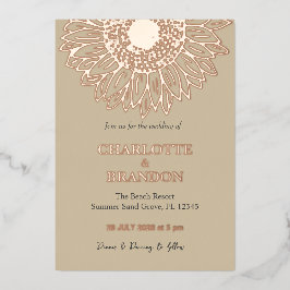 エレガントバラ金ゴールドひまわり結婚の 箔招待状