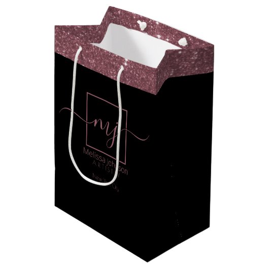 エレガントバラ金ゴールドオンブラックメディア抱き枕 ミディアムペーパーバッグ (正面アングル)