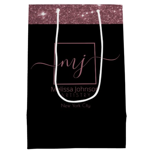 エレガントバラ金ゴールドオンブラックメディア抱き枕 ミディアムペーパーバッグ (裏面)