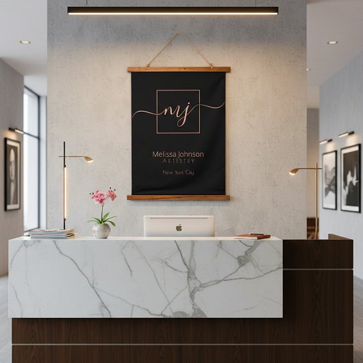 エレガントバラ金ゴールドオンブラック 吊り下げ型タペストリー