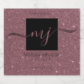 エレガントバラ金ゴールドオン黒ワきらめくインラベル スパークリングワインラベル (シングルラベル)